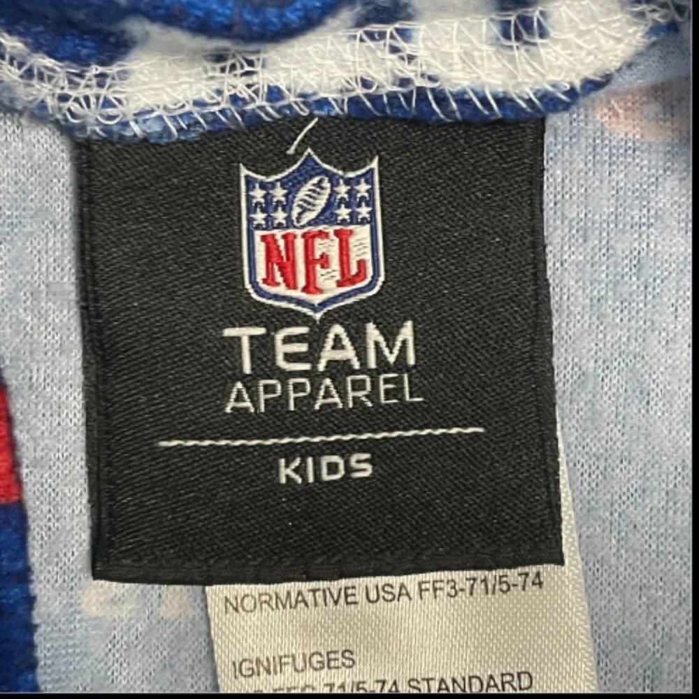 NFL Team Apparel Giants Blue and Red Kids One Piece Footie Pajamas - Picture 5 of 7